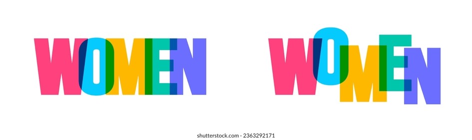 Women colorful lettering text font typography vector banner design template. colorful message and colorful big letters.