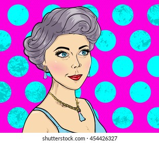 Women Comic Books style on pink Background. Magazine cover girl. Vector Supermodel. Pop Art illustration