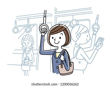 Women commuting by train