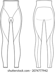women compression tight front and back view template flat sketch vector illustration