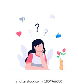 women are confused to choose concept flat illustration