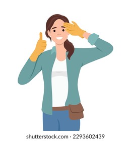 Women in construction week. Vector web banner, illustration, poster, card for social media. Text Women in construction week, first full week in march. Flat vector illustration isolated on white backgr