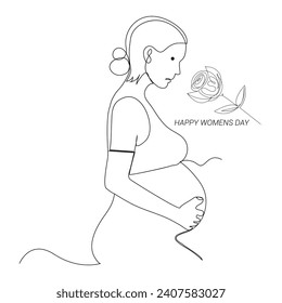 Women continuous single line outline vector art drawing and simple one line minimalist international women day design
