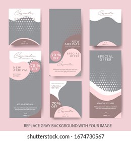 Women cosmetic banner layout  post colorful, pink premium template collection Premium 