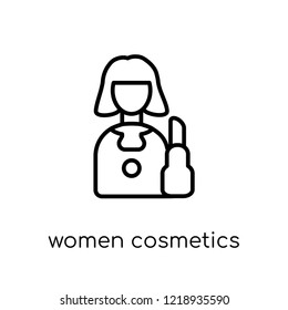 Women Cosmetics icon. Trendy modern flat linear vector Women Cosmetics icon on white background from thin line Ladies collection, editable outline stroke vector illustration