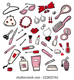 Women cosmetics set pink