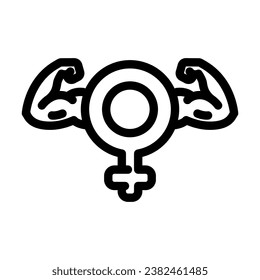 women courage feminism line icon vector. women courage feminism sign. isolated contour symbol black illustration