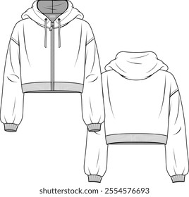 Women Crop Hoodie Template Vector