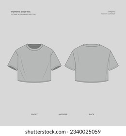 WOMEN CROP TOP TEE SHIRT VECTOR
