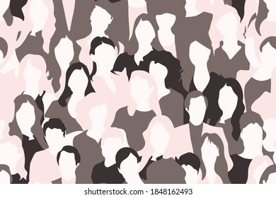 -Women crowd- ARTWORK abstract seamless pattern. Repetitive abstract vector illustration of women crowd. We Are United, equality, diversity. EPS 10.