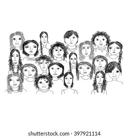 Women crowd. Cartoon for your design