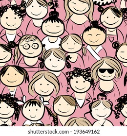 Women crowd, seamless pattern for your design