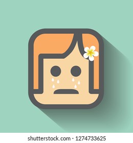 women cry icon vector. women face icon