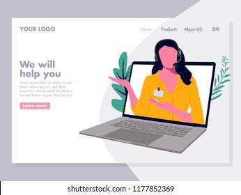 Women Customer Service vector Illustration for landing page