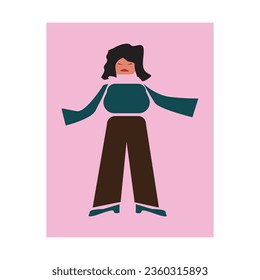 women cute vector and pink background