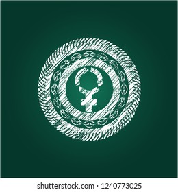 women cycle icon drawn on a chalkboard