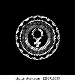 women cycle icon inside chalk emblem