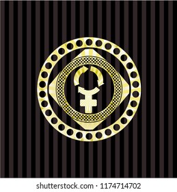 women cycle icon inside gold shiny badge