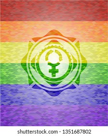 women cycle icon inside lgbt colors emblem 