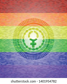 women cycle icon inside lgbt colors emblem 