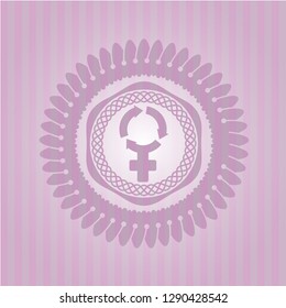 women cycle icon inside pink icon or emblem