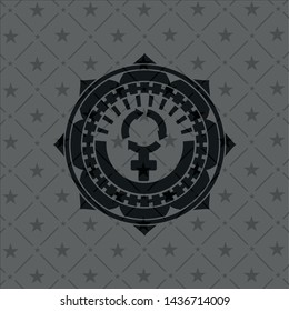 women cycle icon inside realistic dark emblem