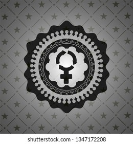 women cycle icon inside retro style black emblem