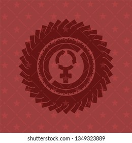 women cycle icon inside retro red emblem