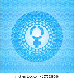 women cycle icon inside water wave badge.