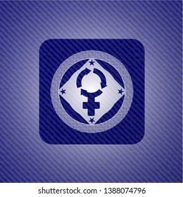 women cycle icon with jean texture