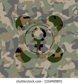 women cycle icon on camo pattern