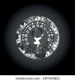 women cycle icon on grey camo texture