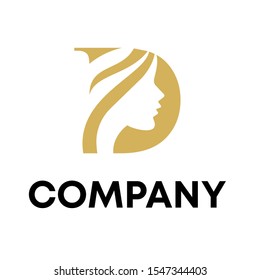 women with D logo vector design template sign