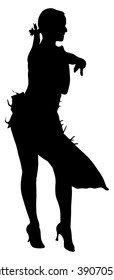 Women dancer vector silhouette isolated on white background.