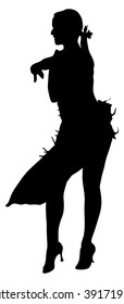 Women dancer vector silhouette isolated on white background.