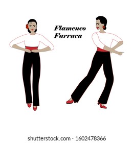 Women are dancing farruca - traditional flamenco dance.