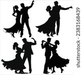 Women dancing people silhouettes, Happy dancing people	
