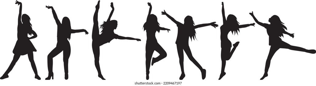 Women Dancing Silhouette On White Background Stock Vector (Royalty Free ...