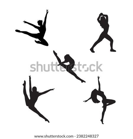 Women dancing silhouettes set, Dance silhouette pack of dancer silhouettes
