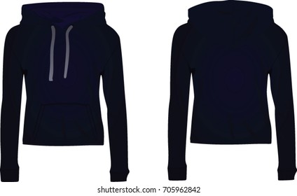 Women dark blue hooded sweatshirt. vector illustration