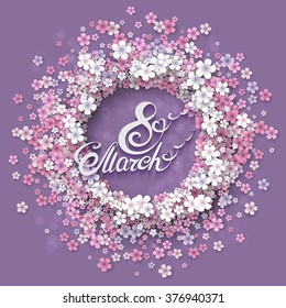 Women day background with frame flowers