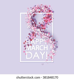 Women day background with frame flowers