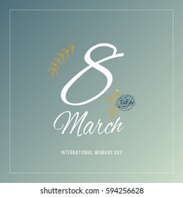 Women day background with frame flowers. 8 March invitation card. Vector illustration.