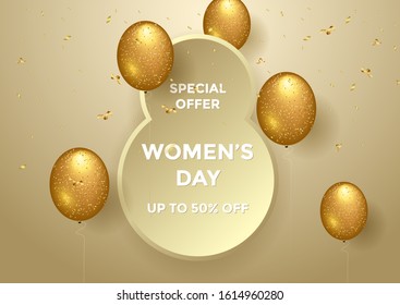 Women day background special offer sale vector illustration