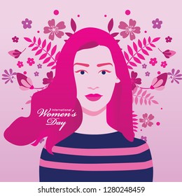 Women Day With Beauty Flower With Pink Color