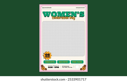 Women Day Flyer. Cartoon Vector illustration design for Poster, Banner, Flyer, Greeting, Card, Post, Cover, invitation