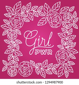 women day label with roses pattern