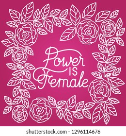 women day label with roses pattern