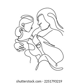 Women Day Line Art Minimal, the concept of a mother's love for her child, suitable for pillows, wall art, t-shirts, etc
