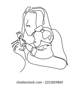 Women Day Line Art Minimal, the concept of a mother's love for her child, suitable for pillows, wall art, t-shirts, etc